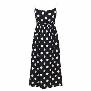 Navy Polka Dot Strapless Maxi Dress Plus Size 1X  Pockets Vintage Inspired